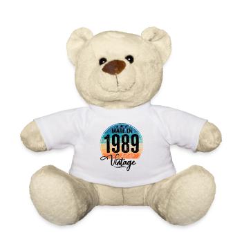 Vintage Made in 1989 Year of birth 1989 Birthday - Teddy Bear - white - Front