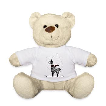 Lustiges und cooles Ski Lama für Skifahrer - Teddy - Weiß - Vorne