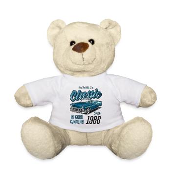 Je ne suis pas vieux Je suis une voiture classique vintage née en 1986 - Nounours - blanc - Devant