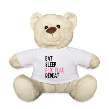 Eat Sleep Flic Flac Repeat- Gymnaste Cheerleading - Nounours - blanc - Devant