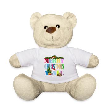 Schöner Fröhliche Weihnachten für alle Spruch - Teddy - Weiß - Vorne