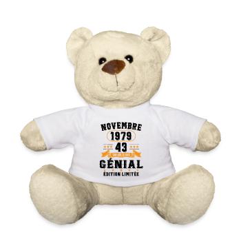 43 Ans Anniversaire Vintage Né(e) en Novembre 1979 - Nounours - blanc - Devant