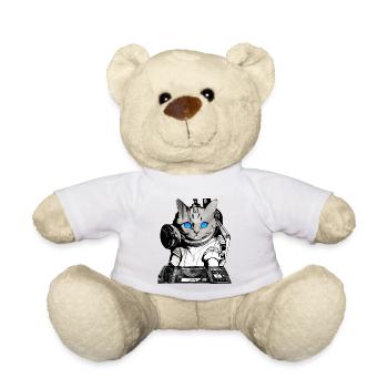 DJ Katze mit Mischpult - Teddy - Weiß - Vorne