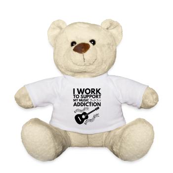 Ich arbeite, um meine Musiksucht zu unterstützen - Lustige Musik - Teddy - Weiß - Vorne