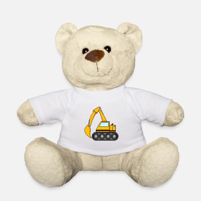 Löffelbagger Ausgräber Bagger Baumaschine - Teddy - Weiß
