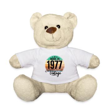 Millésime Fabriqué en 1977 Année de naissance 1977 Anniversaire - Nounours - blanc - Devant