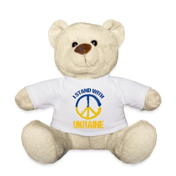 I Stand With Ukraine Peace Symbol Ukrainian - Teddy Bear - white - Front