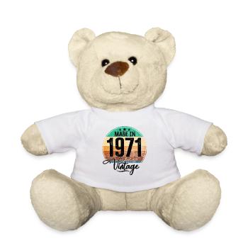 Vintage Made in 1971 Year of birth 1971 Birthday - Teddy Bear - white - Front