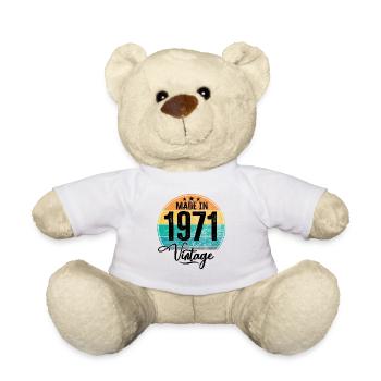 Vintage Made in 1971 Year of birth 1971 Birthday - Teddy Bear - white - Front