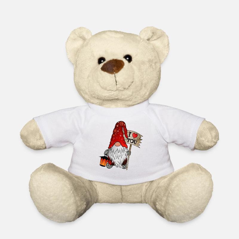 Gnom Weihnachts Wichtel mit ich liebe dich Schild - Teddy - Weiß