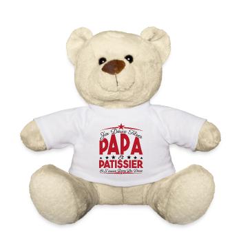 J'ai deux titres Papa et Pâtissier, Cadeau Papa. - Nounours - blanc - Devant