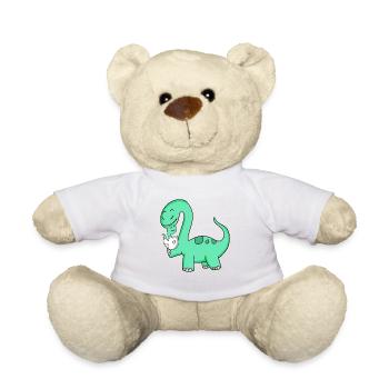 Dinosaur with baby dinosaur - Teddy Bear - white - Front