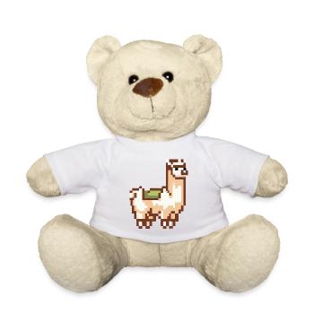Pixel Alpaca Lama Pixel Art Gift Idea - Teddy Bear - white - Front