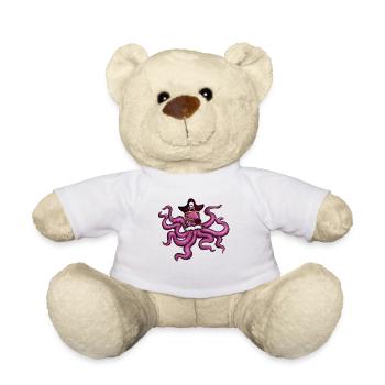 Oktopus Pirat Piratenhut Augenklappe Schnurbart - Teddy - Weiß - Vorne
