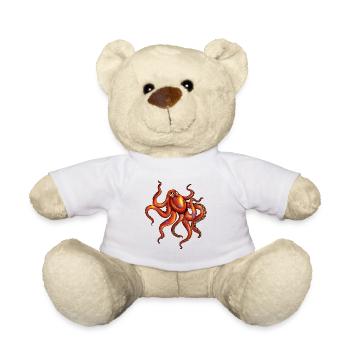 Diving Squid Octopus Fan Kraken Design - Teddy Bear - white - Front