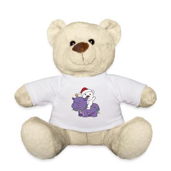 Weihnachts Hippo Eisbär frohe Weihnachten Hippo - Teddy - Weiß - Vorne