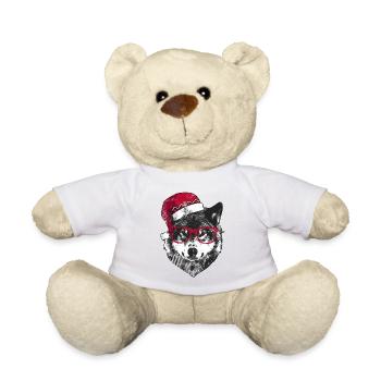 Grumpy Christmas Wolf - Teddy Bear - white - Front