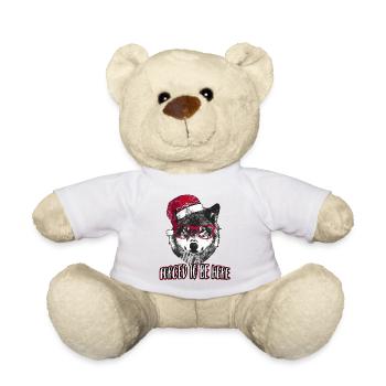 Gezwungen, hier zu sein - Grumpy Christmas Wolf - Teddy - Weiß - Vorne