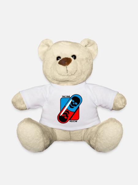 Nimm - deine - Medizin - Totenkopf - Teddy - Weiß