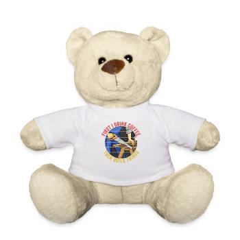 D’abord je bois du café, puis je construis des choses ouvriers - Nounours - blanc - Devant