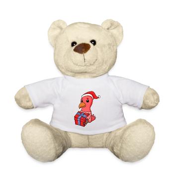 Poulet de Noël Bébé avec cadeau - Nounours - blanc - Devant
