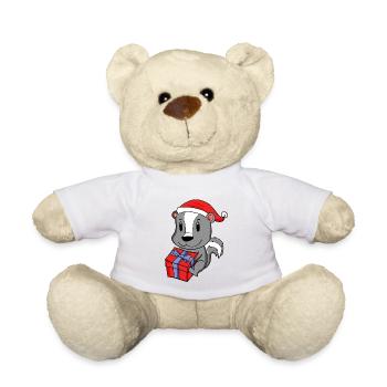 Weihnachten Stinktier Baby mit Geschenk - Teddy - Weiß - Vorne