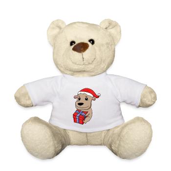 Bébé ours de Noël avec cadeau - Nounours - blanc - Devant