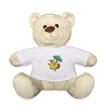 Platypus with umbrella in the rain Australia - Teddy Bear - white - Front