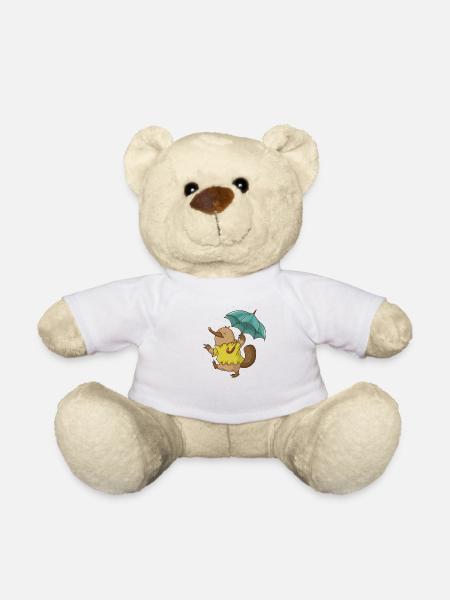 Schnabeltier mit Regenschirm im Regen Australien - Teddy - Weiß