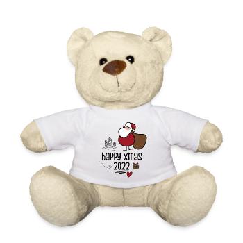Adorable Père Noël avec sac cadeau - Nounours - blanc - Devant