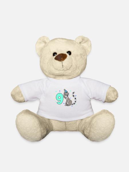 Avec lémurien - Anniversaire des enfants 9 ans - Nounours - blanc