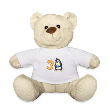 With penguin - children's birthday 3 years - Teddy Bear - white - Front
