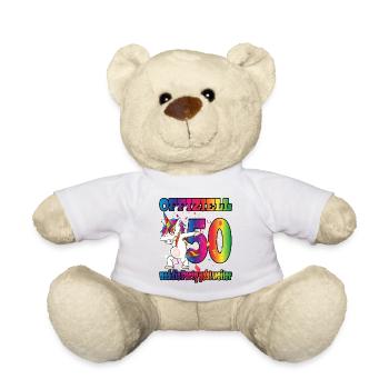 Offiziell 50 und die Party geht weiter - Einhorn - Teddy - Weiß - Vorne