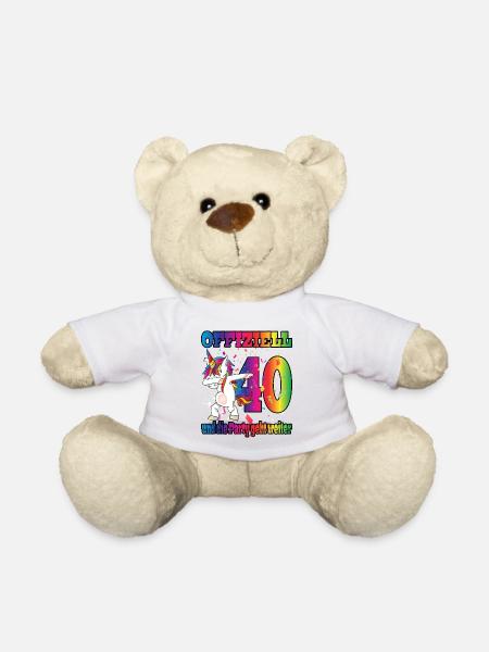 Offiziell 40 und die Party geht weiter - Einhorn - Teddy - Weiß
