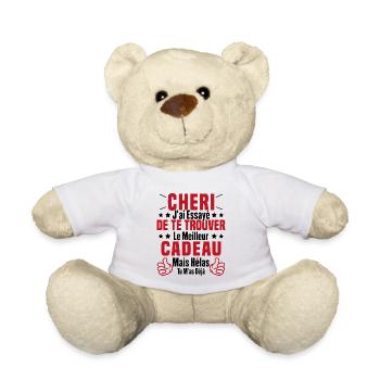 Chéri Saint Valentin Amour Couple Humour - Nounours - blanc - Devant