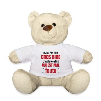 J'ai Pas Un Gros Bide Humour Cadeau - Nounours - blanc - Devant