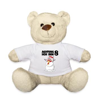 8.Geburtstag 8 Jahre alt Schneemann Geschenk - Teddy - Weiß - Vorne