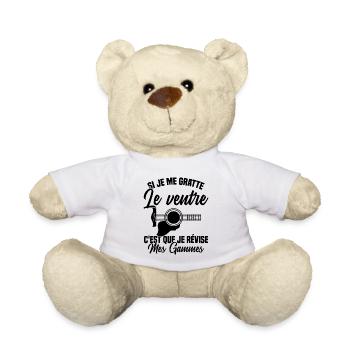 Si je me gratte le ventre humour guitariste - Nounours - blanc - Devant