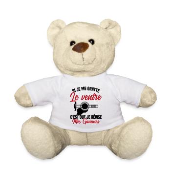 Si je me gratte le ventre humour guitariste - Nounours - blanc - Devant