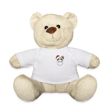 Fröhliche Weinachten süßer Waschbär in Brusttasche - Teddy - Weiß - Vorne