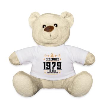 né en DÉCEMBRE 1979, 43 ans, cadeau d'anniversaire - Nounours - blanc - Devant