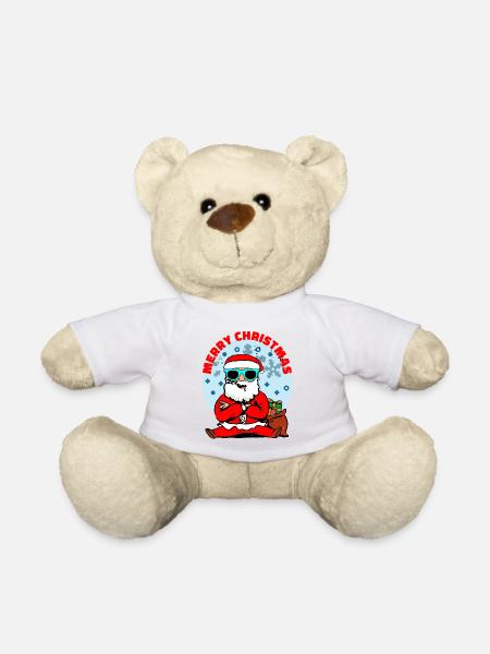 Merry Christmas Santa - Teddy Bear - white