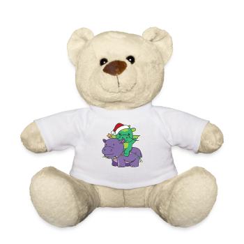Christmas Hippo Dragon Merry Christmas Hippo - Teddy Bear - white - Front