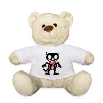 Schwarze Katze Voodoo Puppe - Teddy - Weiß - Vorne