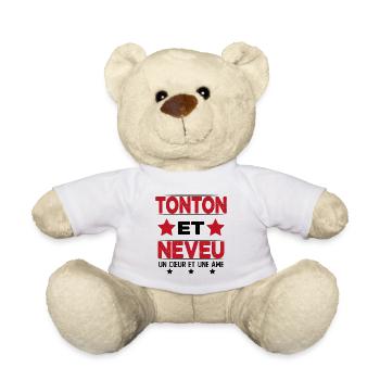 Tonton et Neveu Cadeau Humour - Nounours - blanc - Devant