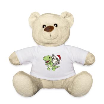 Raccoon Trex Christmas Snow Winter Animals - Teddy Bear - white - Front