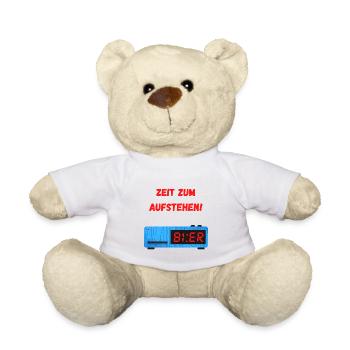 Bier Uhr - Zeit zum Aufstehen. Spruch - Teddy - Weiß - Vorne