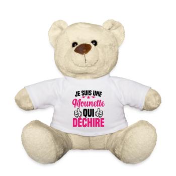 Cadeau Mounette Je suis une Mounette qui Déchire - Nounours - blanc - Devant