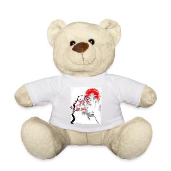 Haruno Japanese Cherry Blossom Illustration Japan - Teddy Bear - white - Front