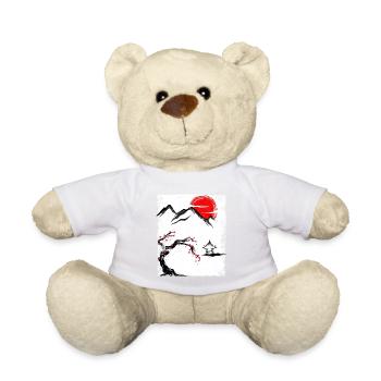 Haruno Japanese Cherry Blossom Illustration Japan - Teddy Bear - white - Front